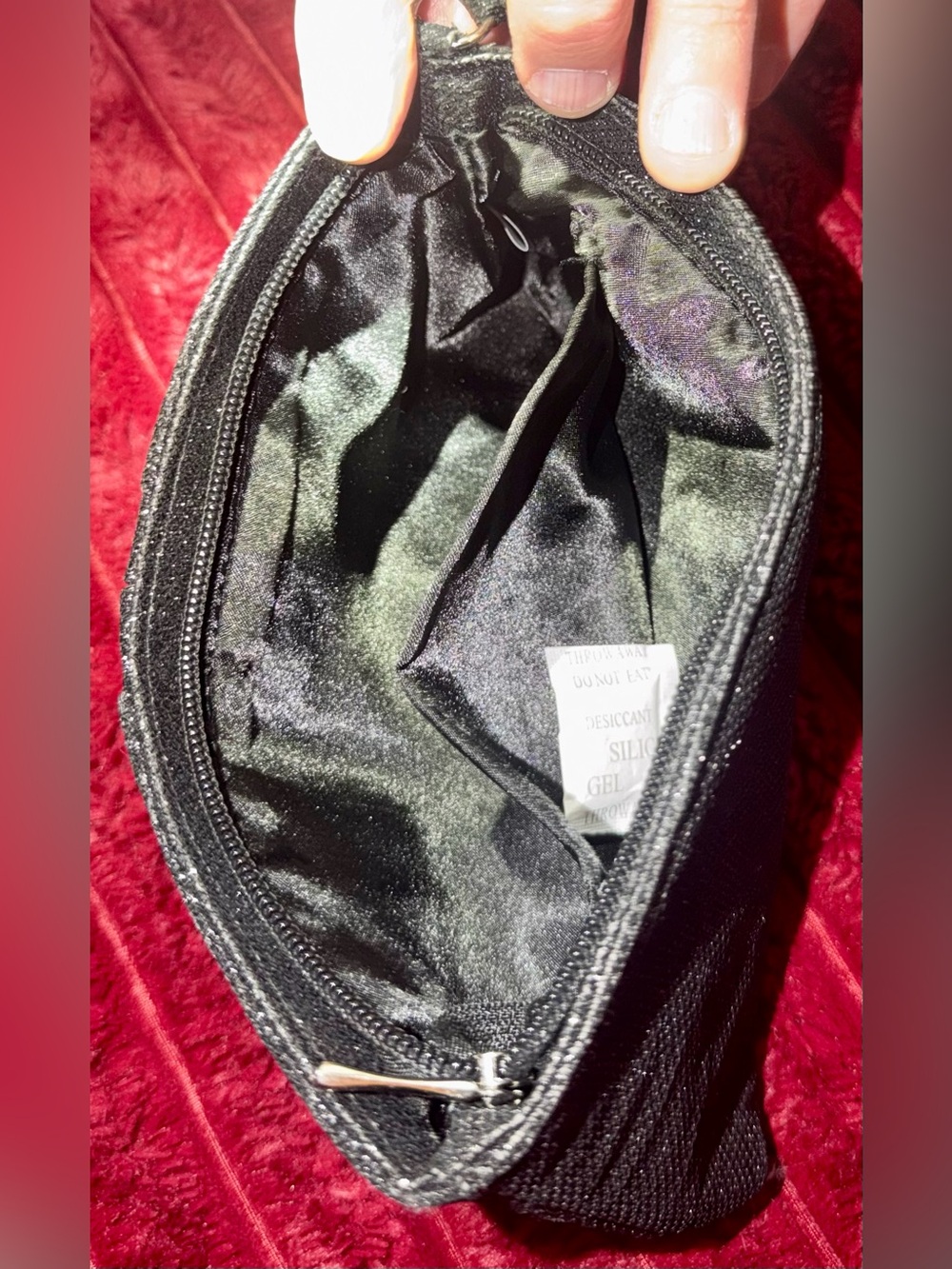 Black Rhinestone Pleated Wristlet Clutch - Picture 3 of 3